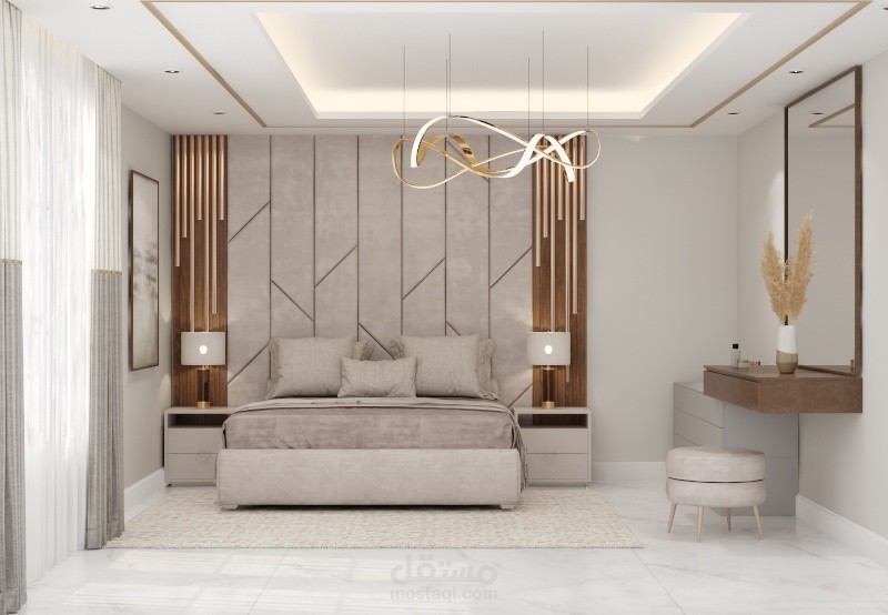 غرفة نوم مع شاشة تلفزيون