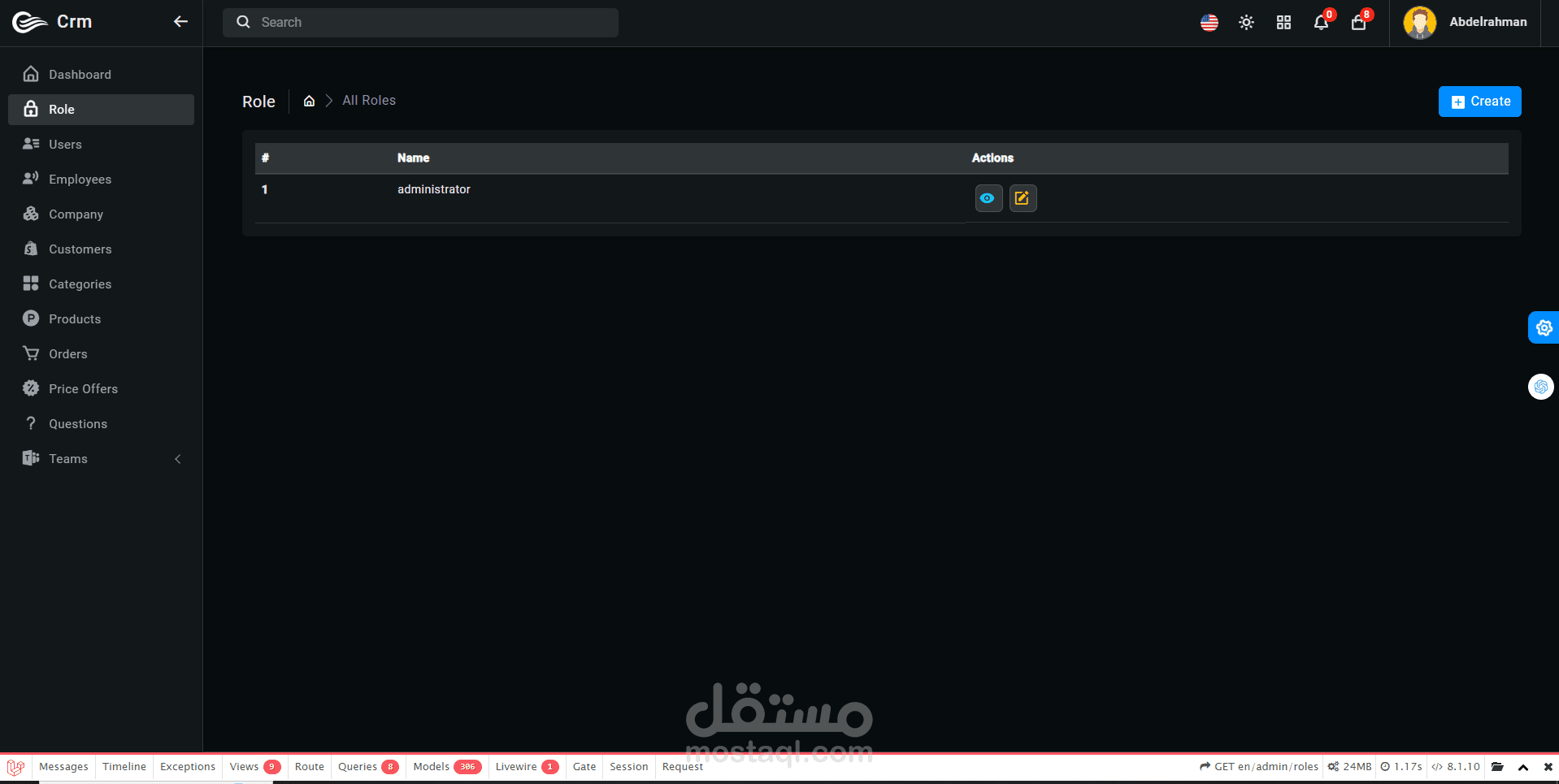 نظام إدارة علاقات العملاء (CRM) باستخدام PHP، Laravel، و MySQLi