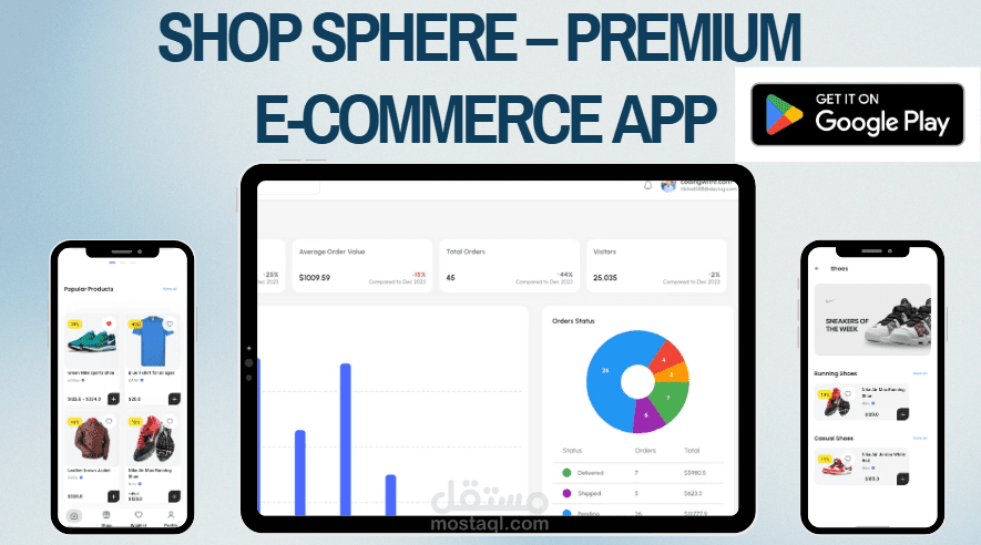 E-Commerce System: Admin & User Journey تطبيق متجر إلكتروني متكامل (تطبيق مستخدم + لوحة تحكم للإدارة)