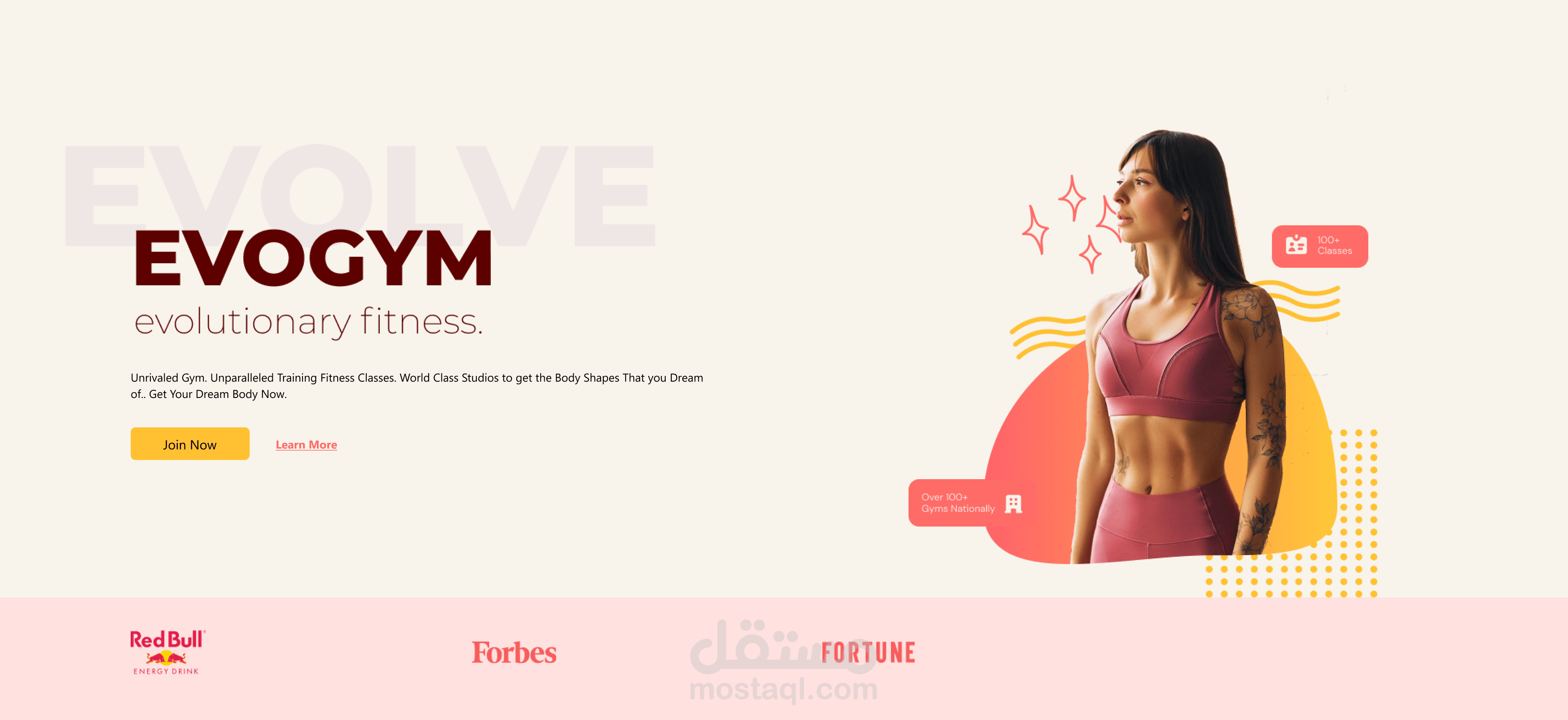 Evogym - موقع تعريفي بنادي رياضي
