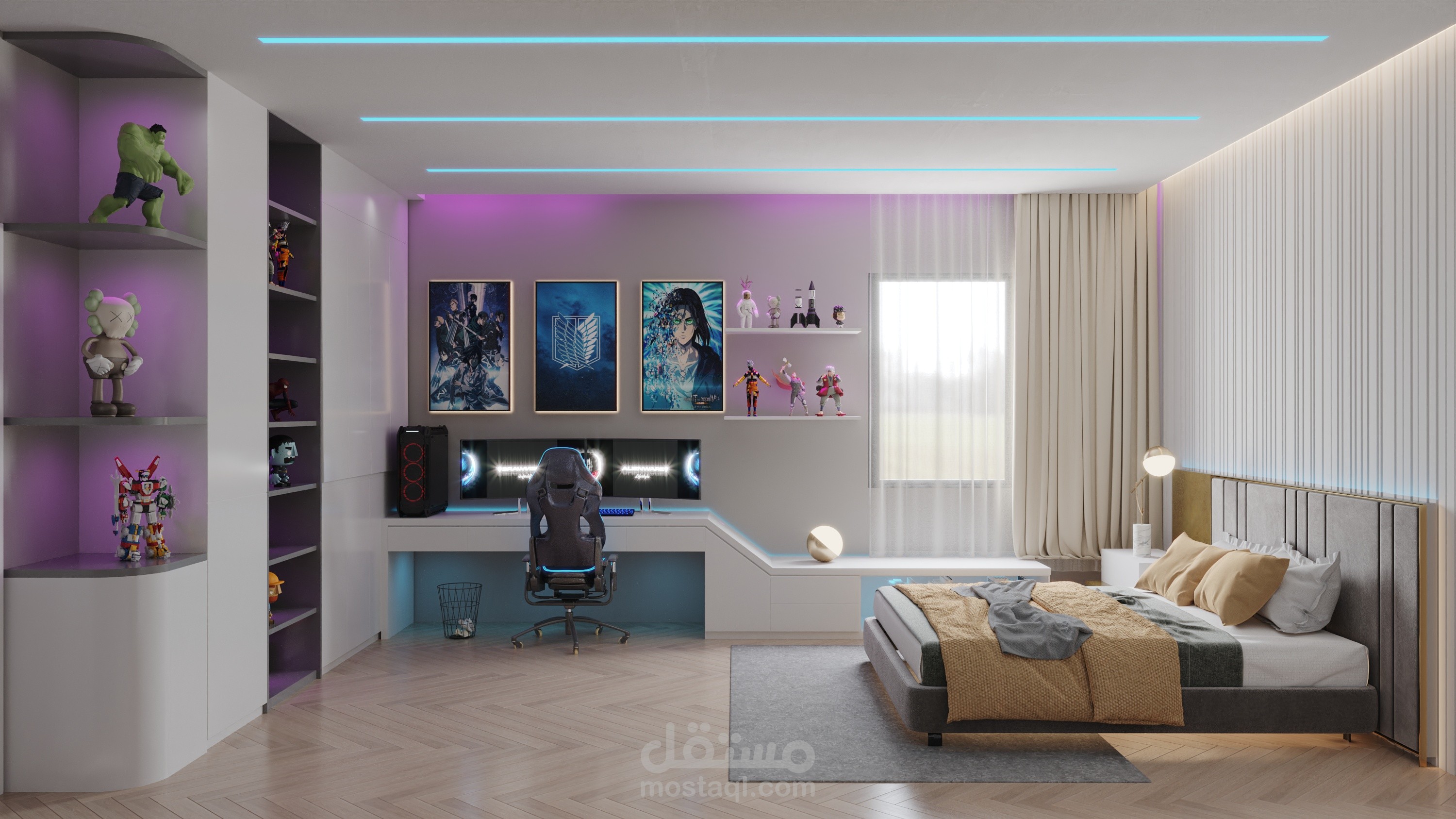 تصميم غرفة نوم لشاب