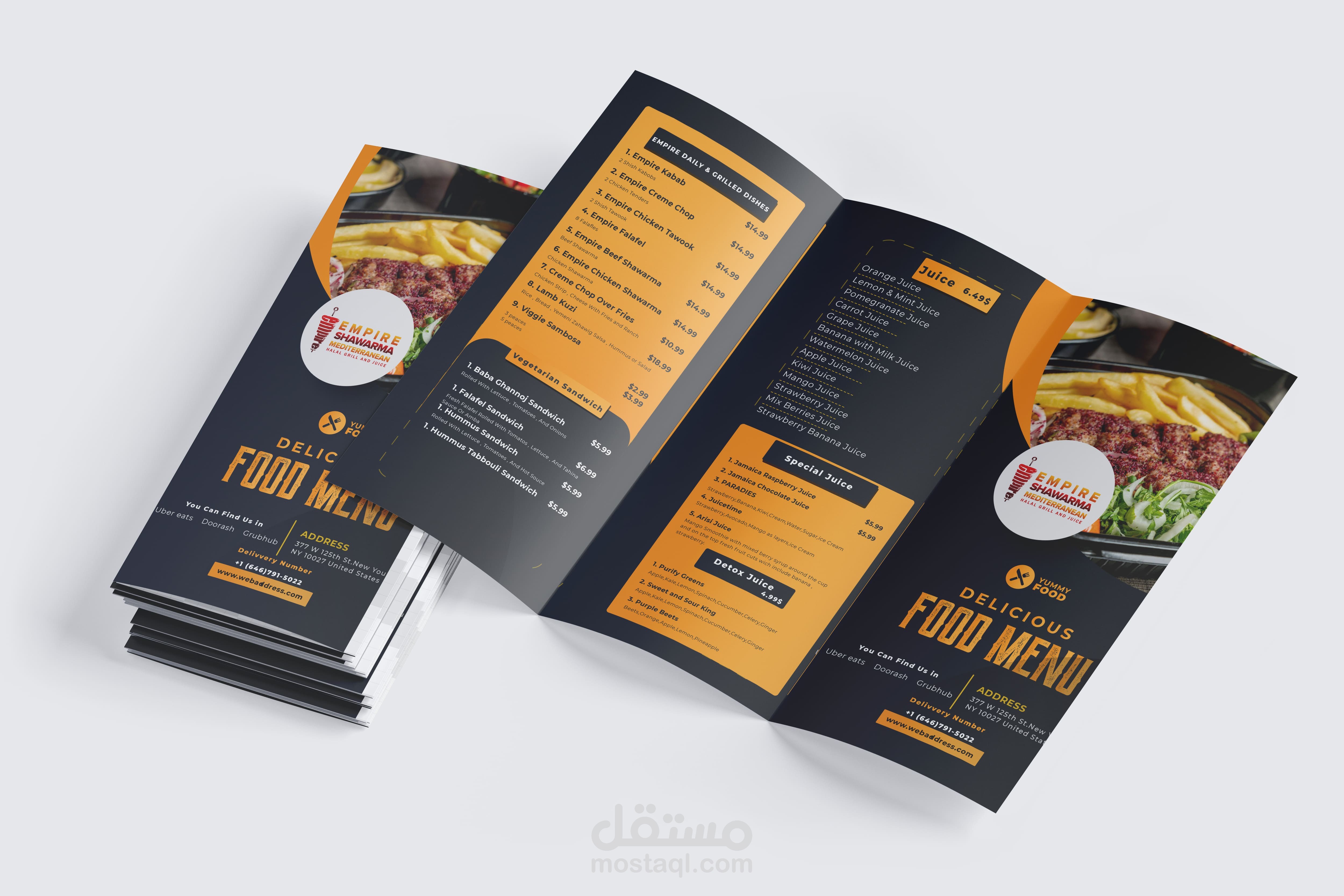 تصميم منيو مطعم