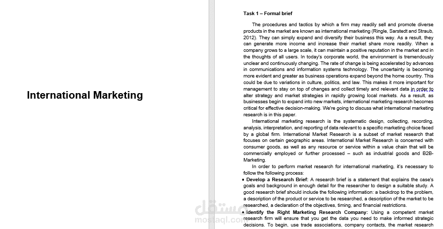 إنجاز بحث علمي عن International Marketing