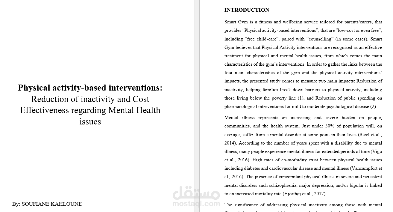 إنجاز تقرير عن Physical activity-based interventions on mental health issues
