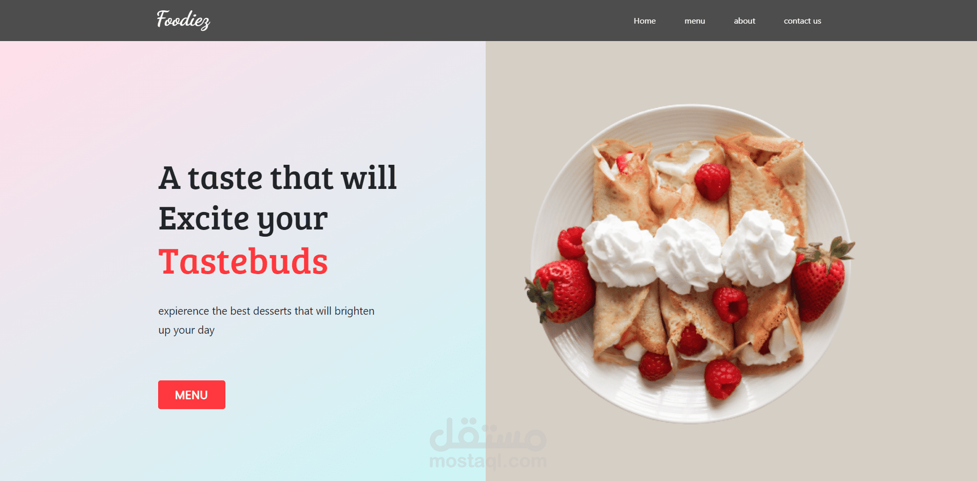 foodiez - صفحة هبوط لمتجر معجنات و حلويات
