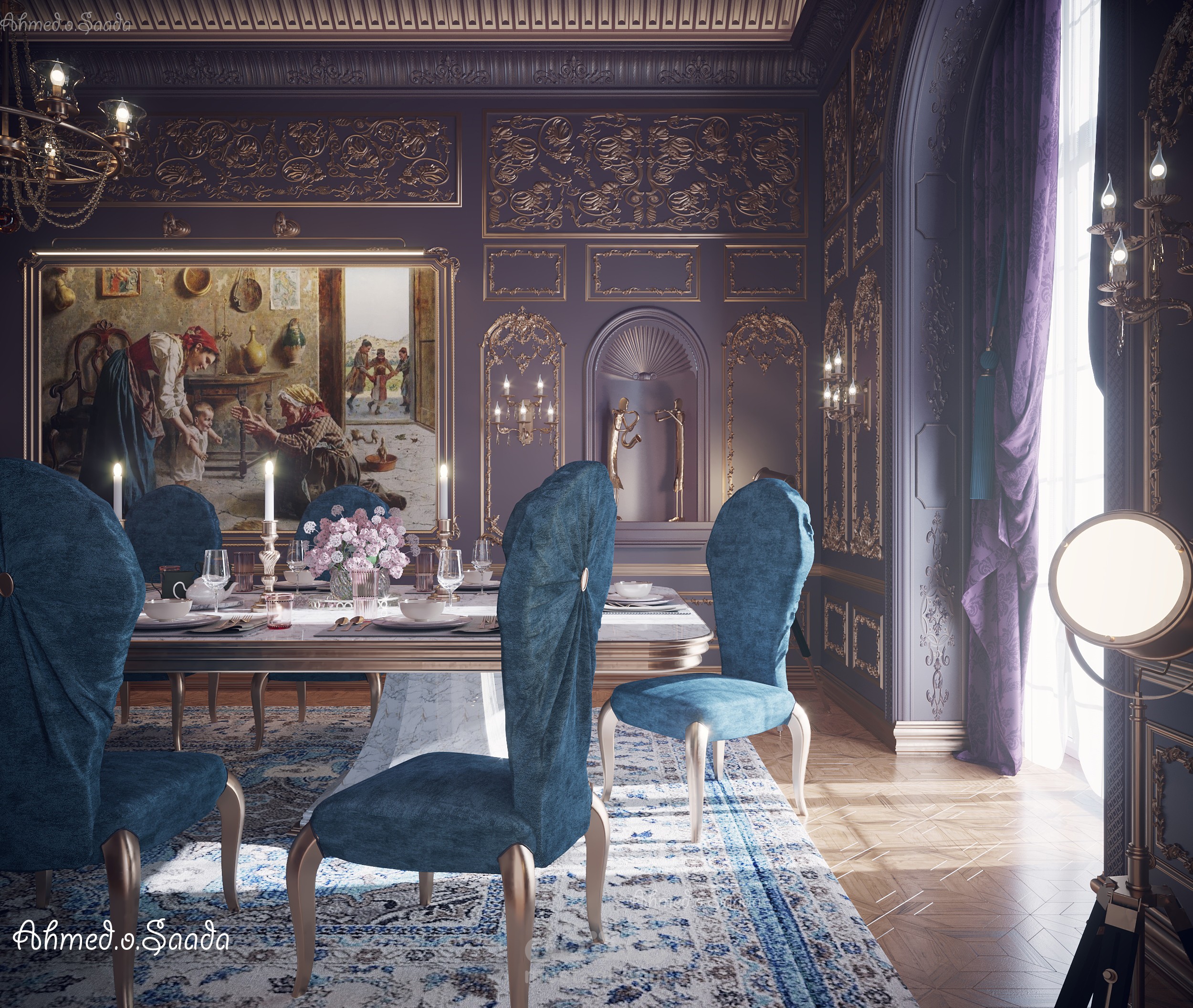 تصميم داخلي لغرفة طعام كلاسيك