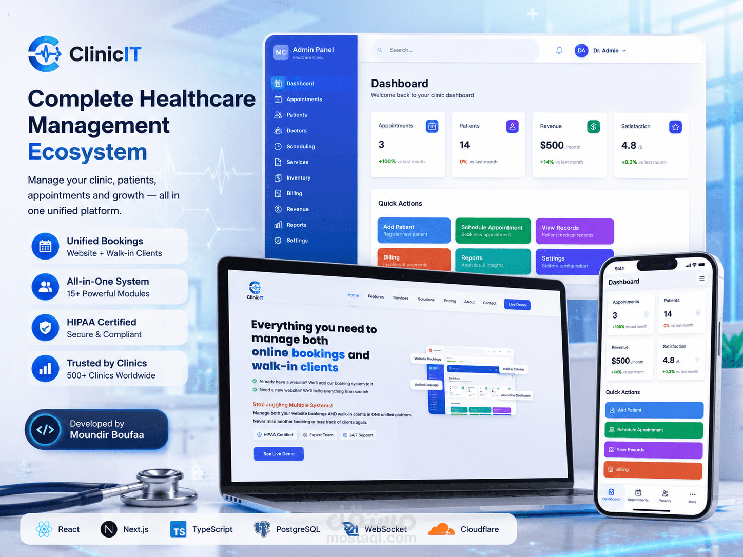 ClinicIT — نظام إدارة الرعاية الصحية المتكامل (موقع + برنامج عيادات)