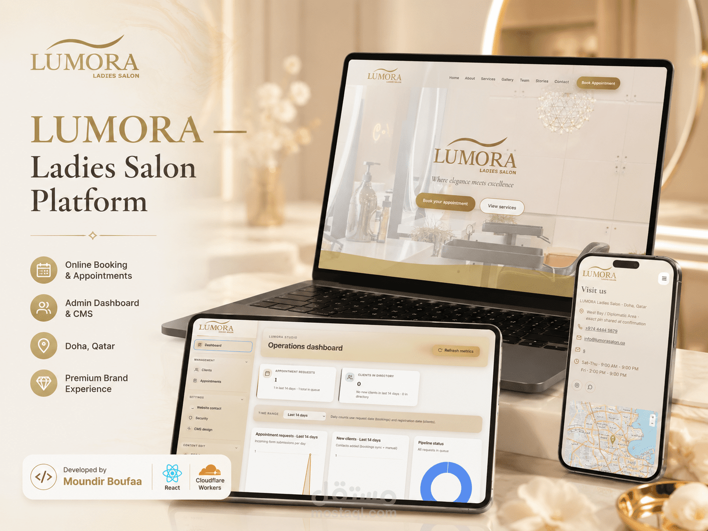LUMORA Ladies Salon — منصة حجز فاخرة لصالون نسائي في قطر