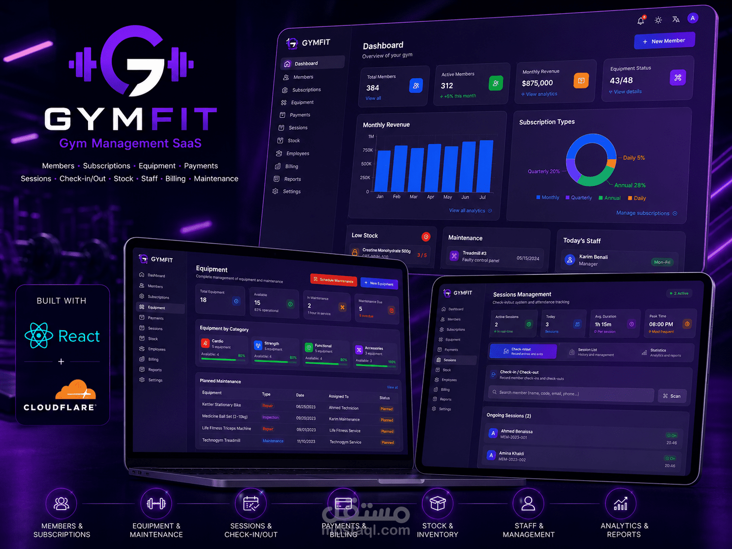 GYMFIT — نظام إدارة صالات اللياقة واللياقة البدنية