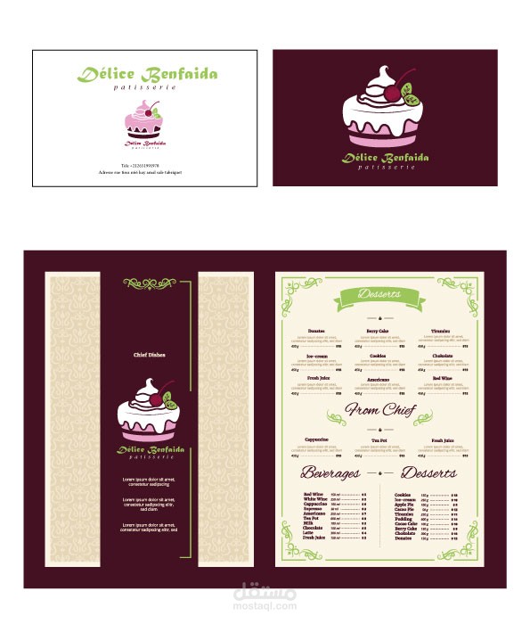 business card and menu