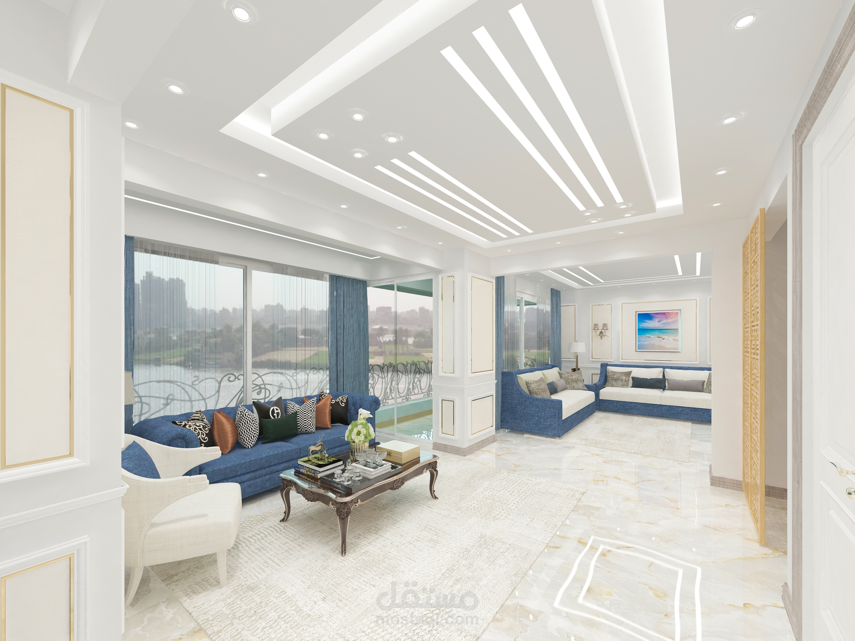 تصميم داخلي لشقة سكنية مطلة علي النيل