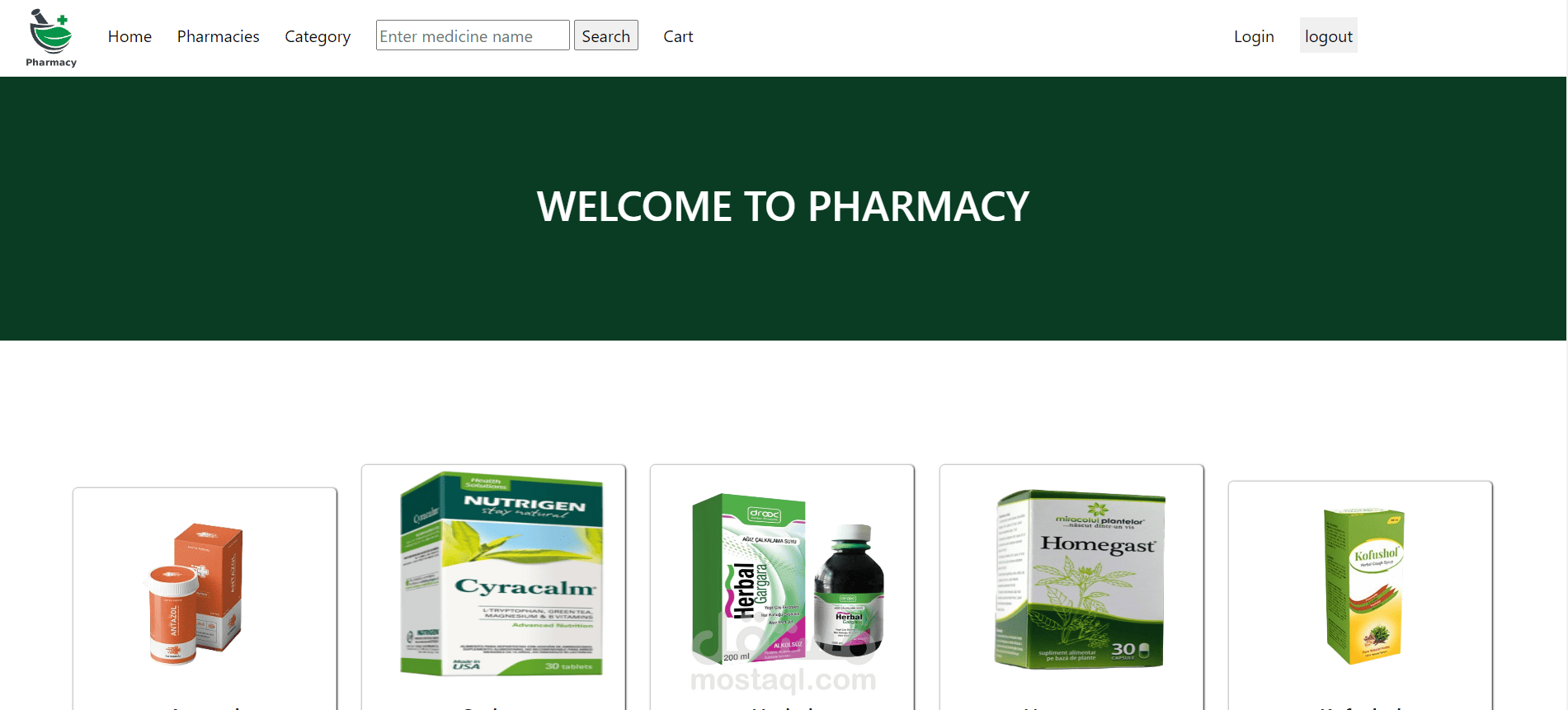تصميم وتطوير موقع إلكتروني متكامل لإدارة وعرض منتجات الصيدليات "pharmacy website"