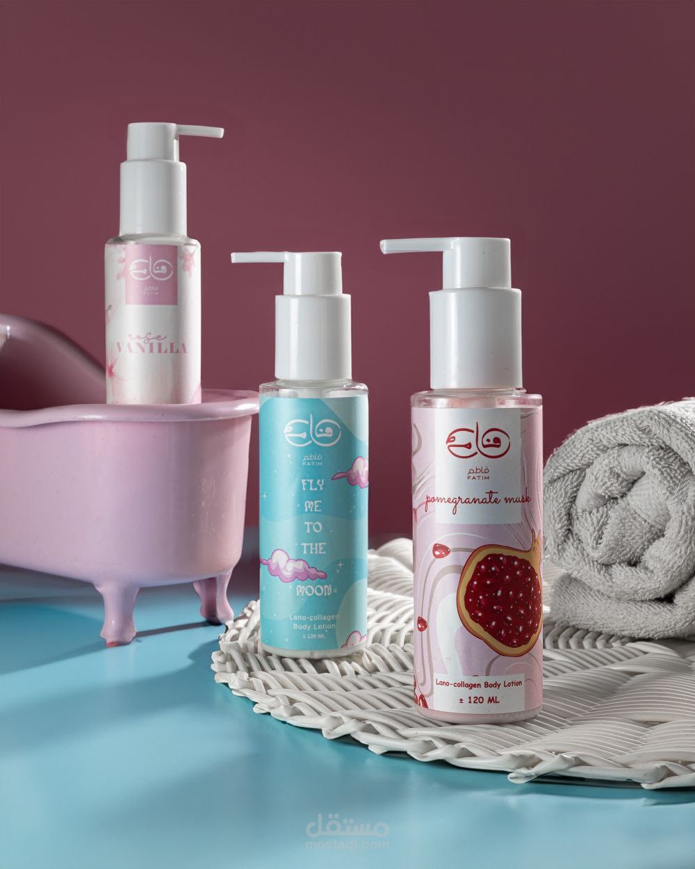 تصميم استيكرات منتجات عناية بالجسم و البشرة لبراند فاطم (FATIM)