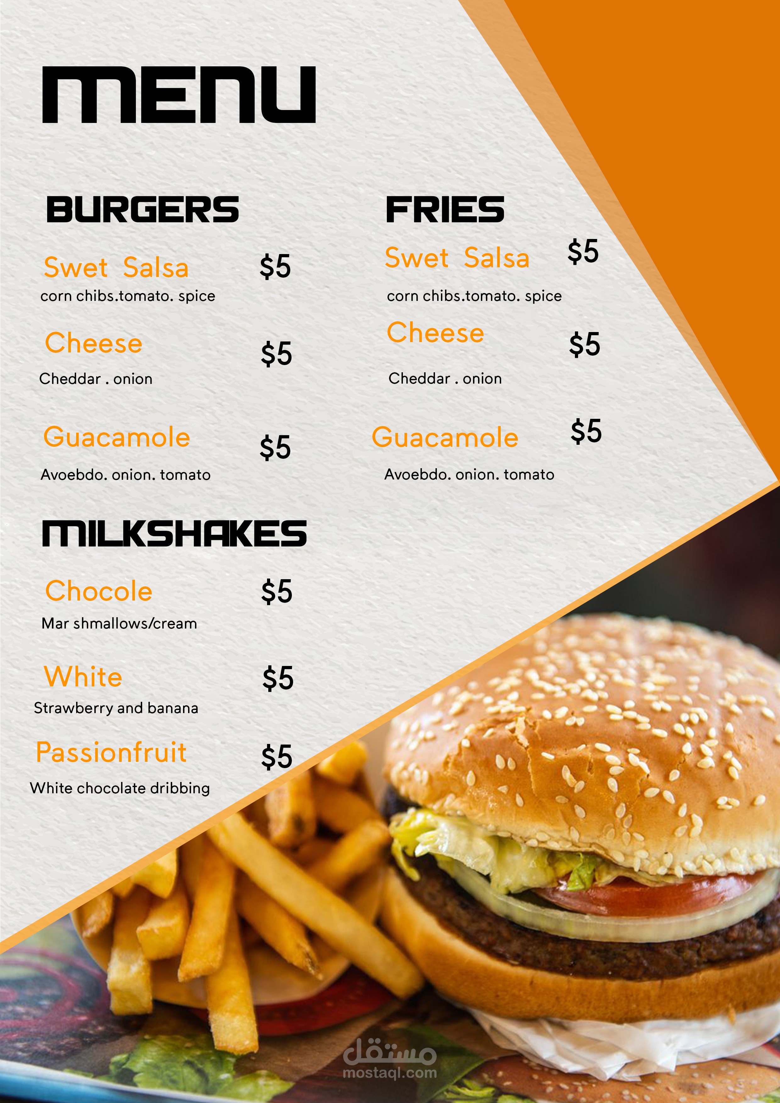 تصميم منيو للمطعم