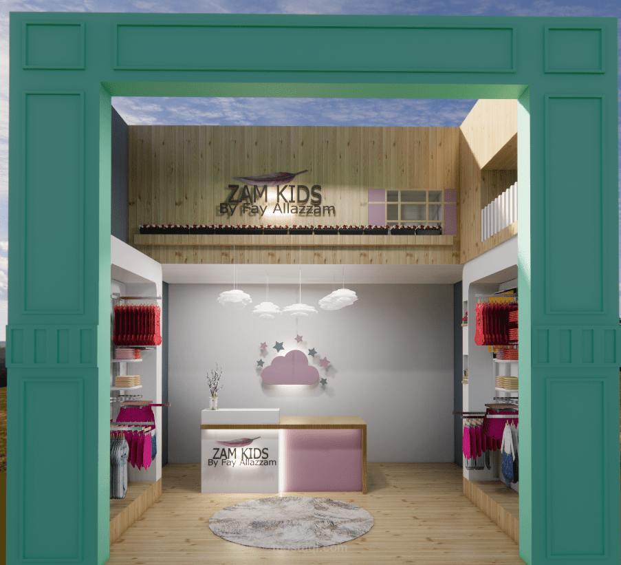 تصميم داخلي لبوث ملابس أطفال