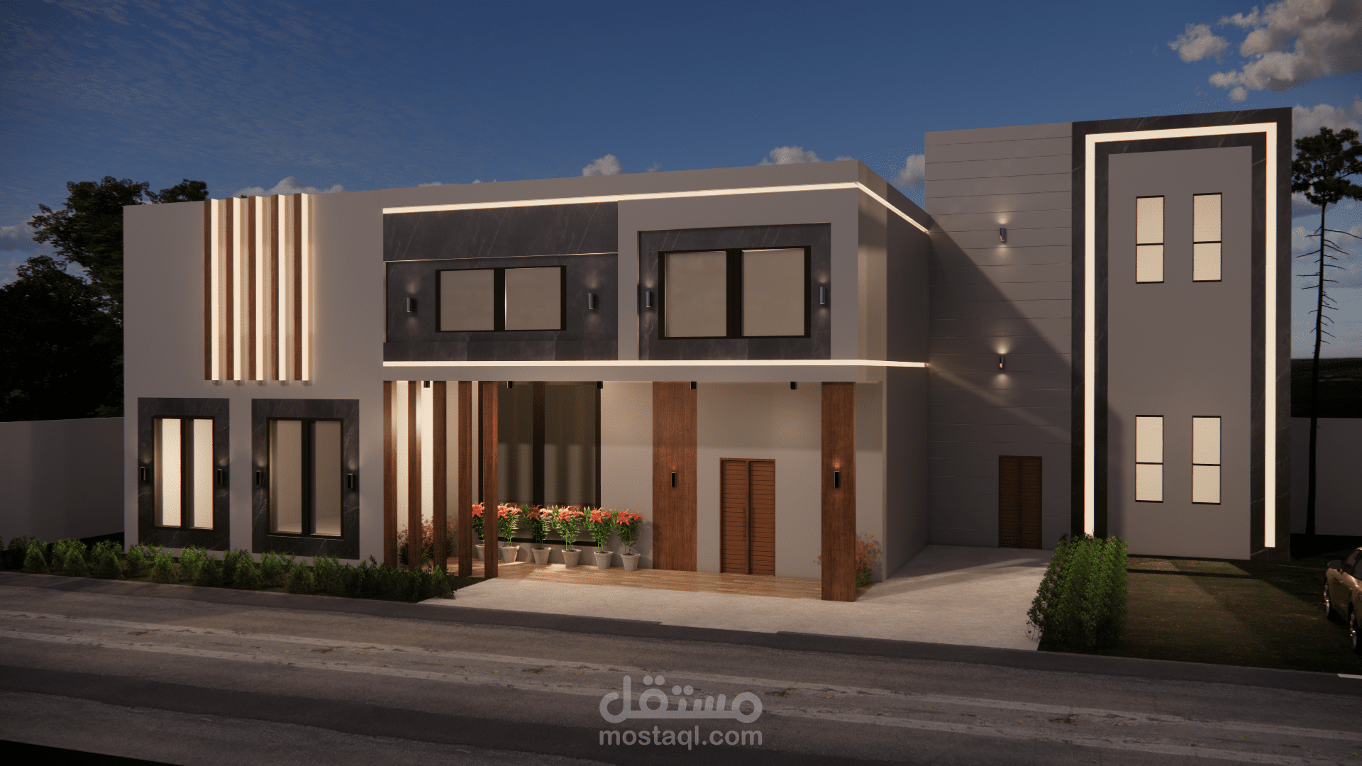 تصميم واجهة خارجية لفيلا سكنية