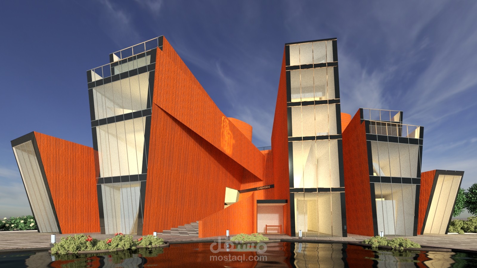 تصميم خارجي لواجهة معرض فنون حديثة في الصين