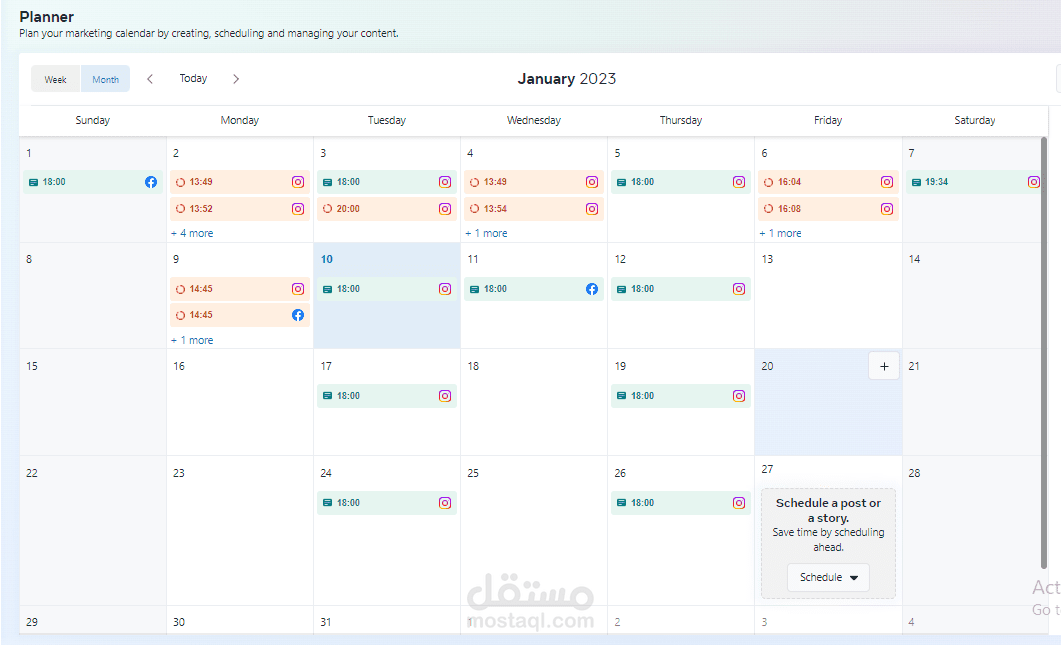 Social media content calendar / جدولة محتوى وسائل التواصل الإجمتاعي