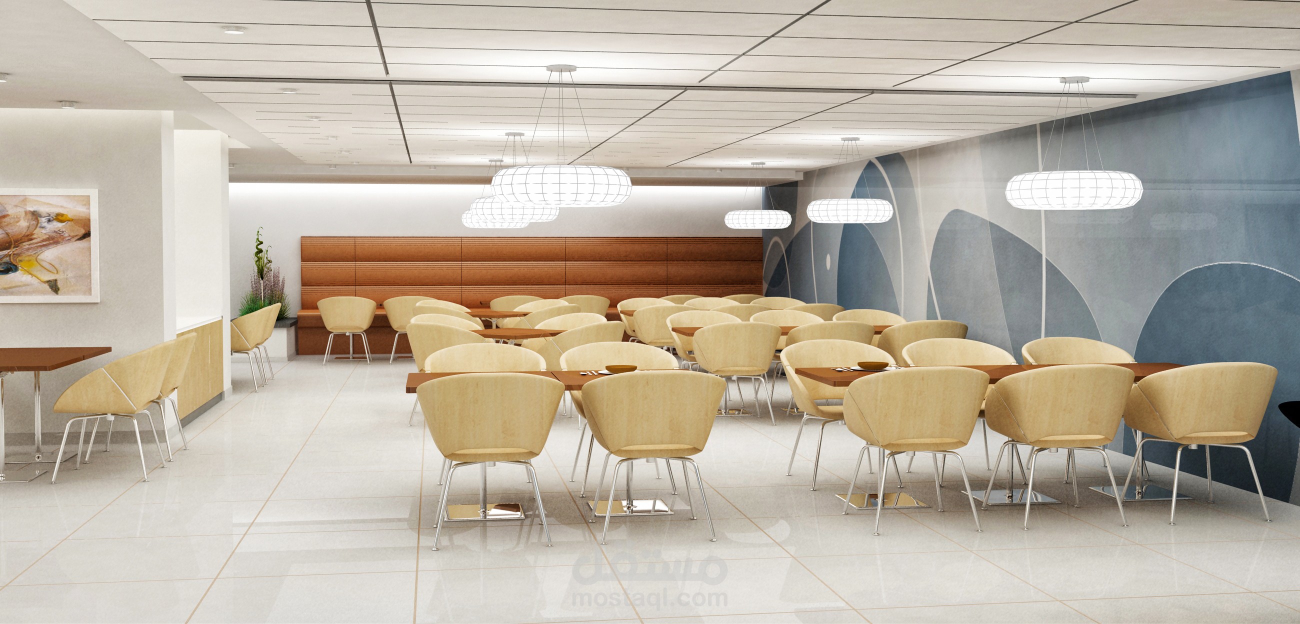 توزيع الاضاءة لمطعم 3D