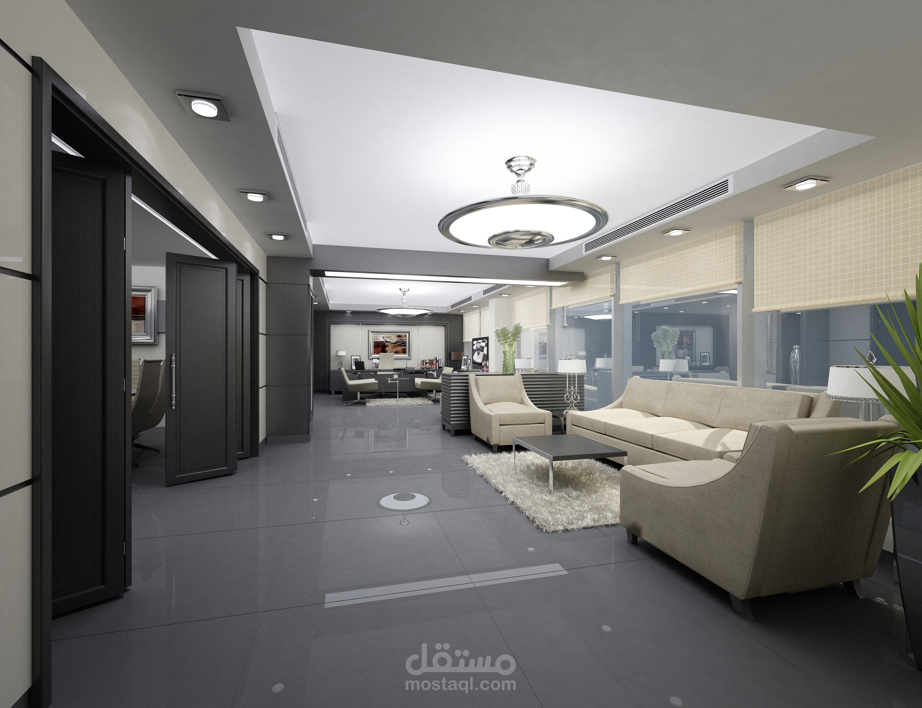 توزيع الاضاءة في منطقة استقبال 3D