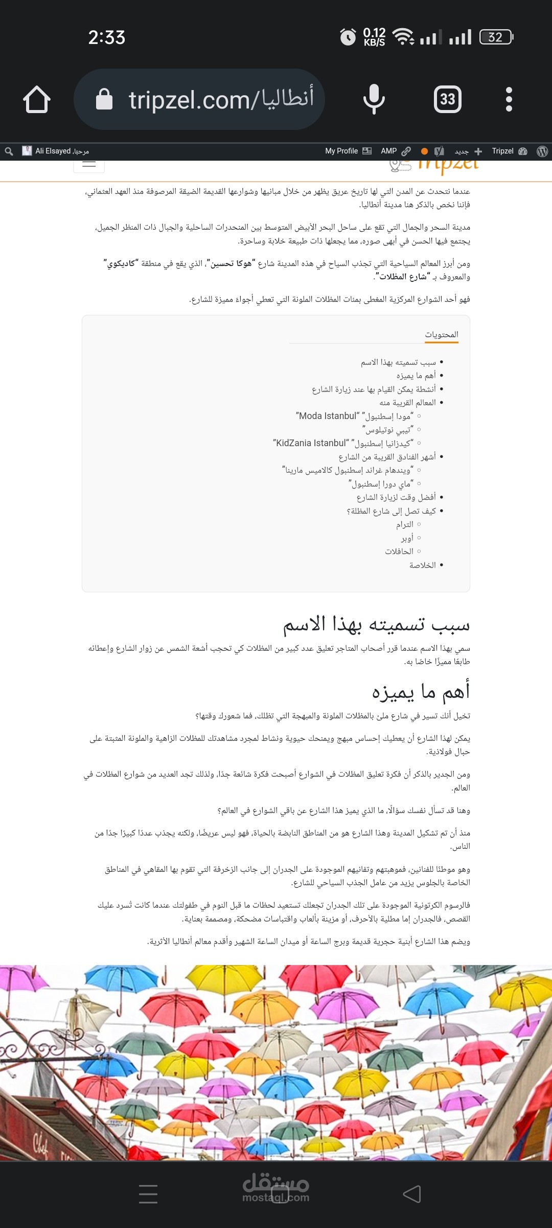 شارع المظلات في أنطاليا.