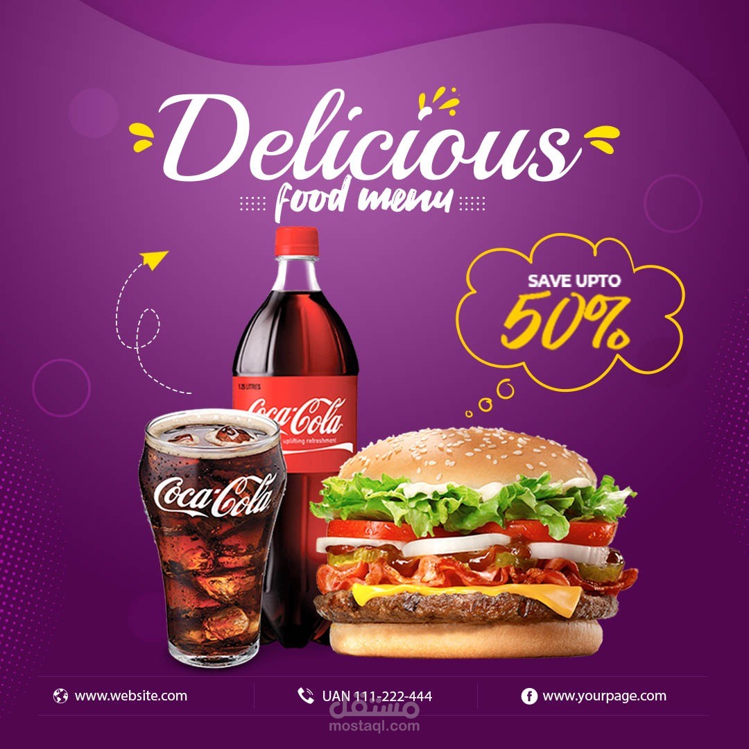 تصميم سوشيال ميديا لمطعم ماكولات سريعه وحالات انستجرام
