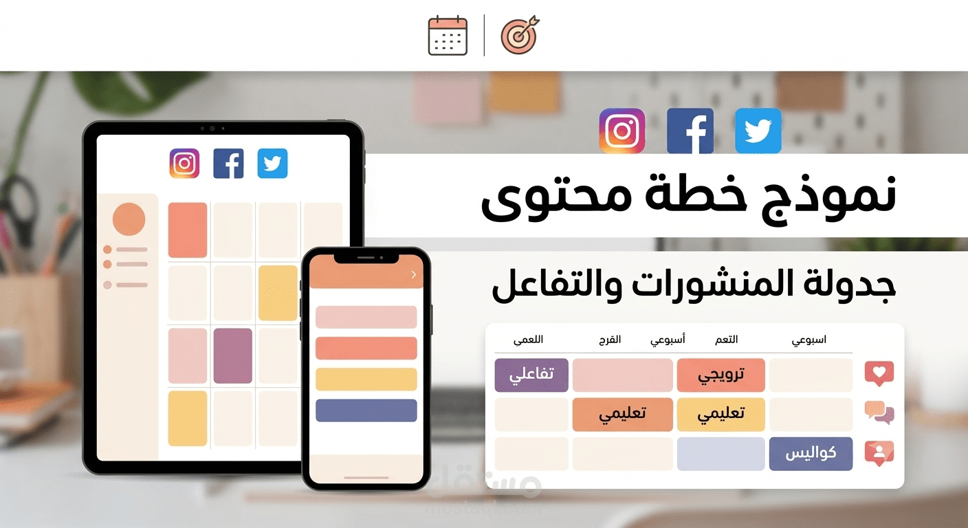 خطة محتوى أسبوعية لصفحة تجارية (Content Plan)