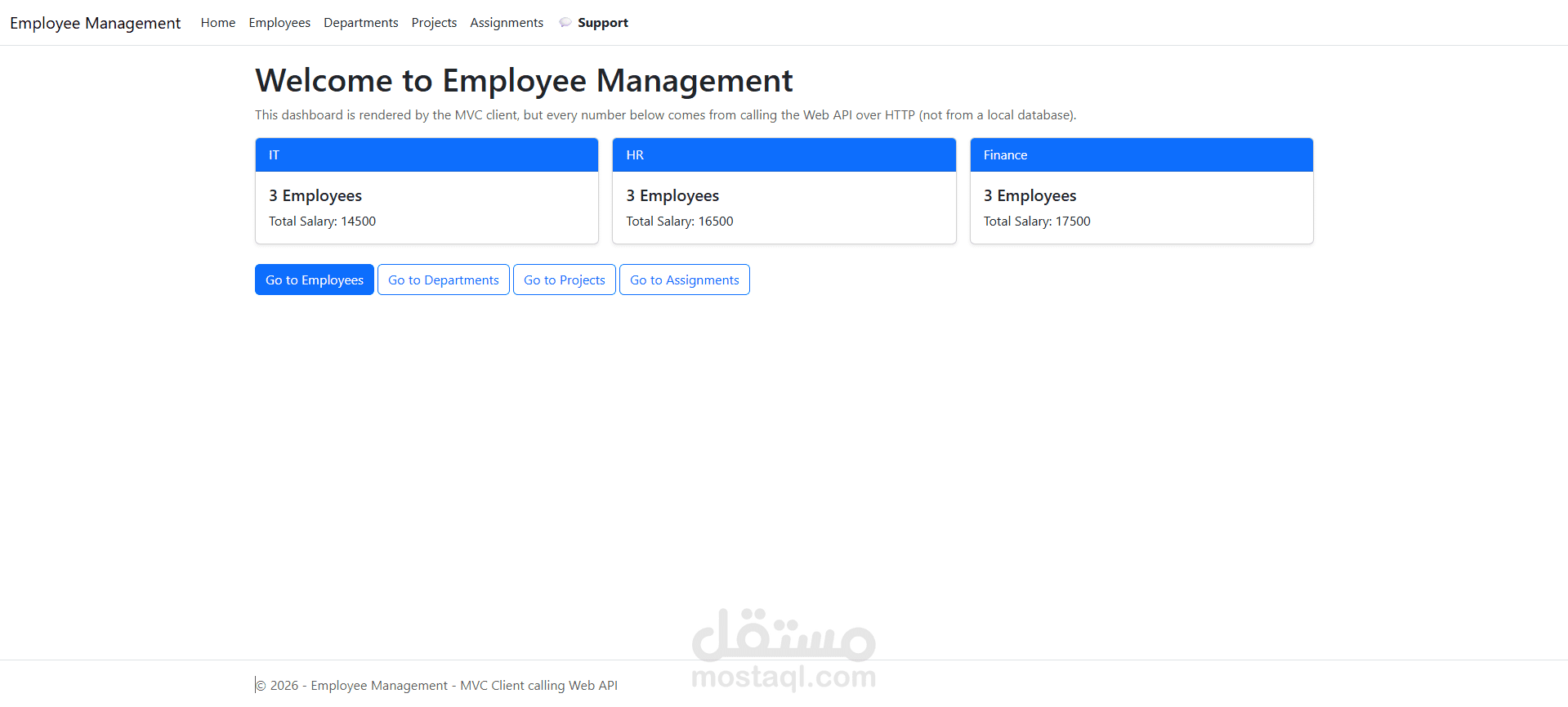 Employee Management System - Web API & MVC Client