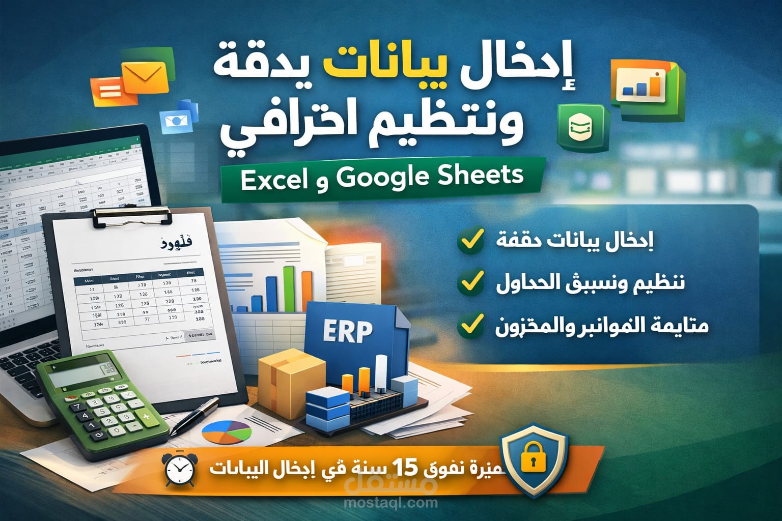 نماذج أعمال إدخال بيانات وتنظيم ملفات Excel