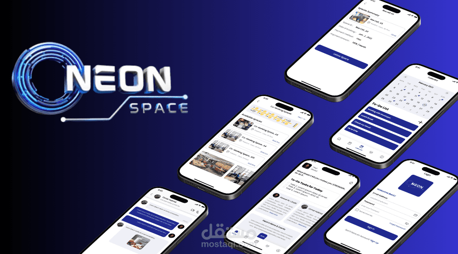 NEON Space – تطبيق حجز مساحات العمل (Workspace Booking App)