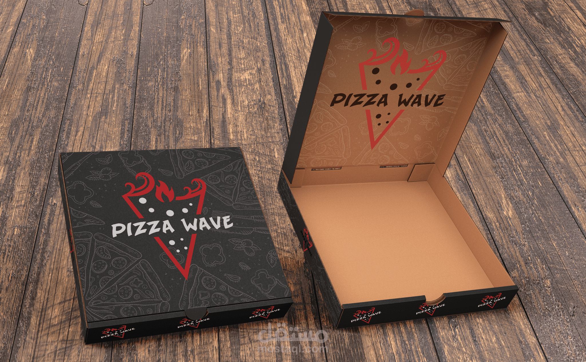 تصميم شعار لمطعم "Pizza Wave"