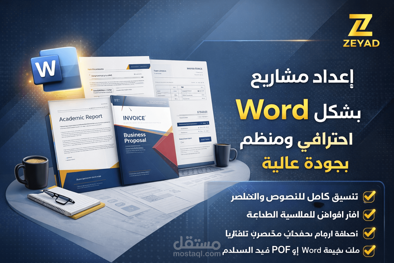 إعداد مشاريع وأبحاث Word بشكل احترافي ومنظم