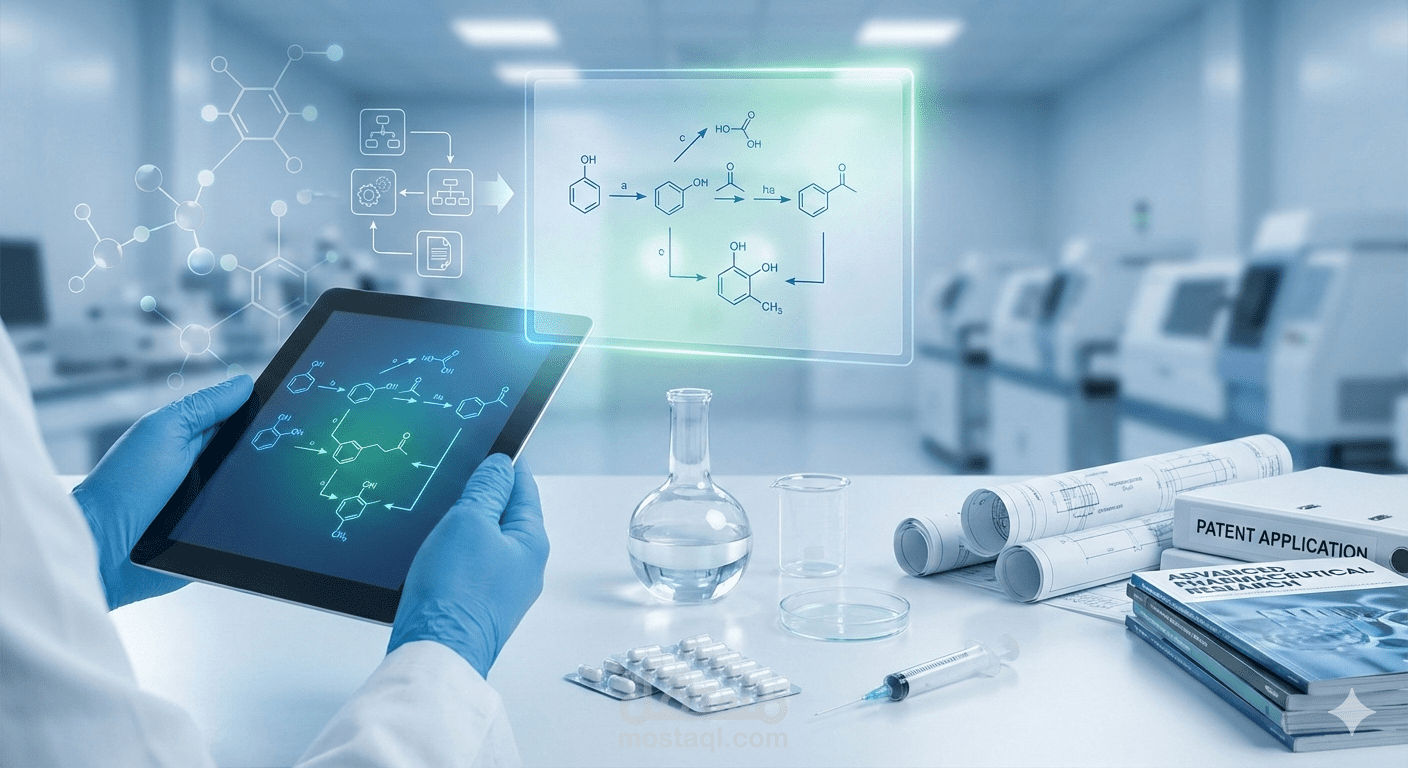 تحويل براءات الاختراع والأبحاث العلمية إلى مسارات تخليق كيميائي متكاملة