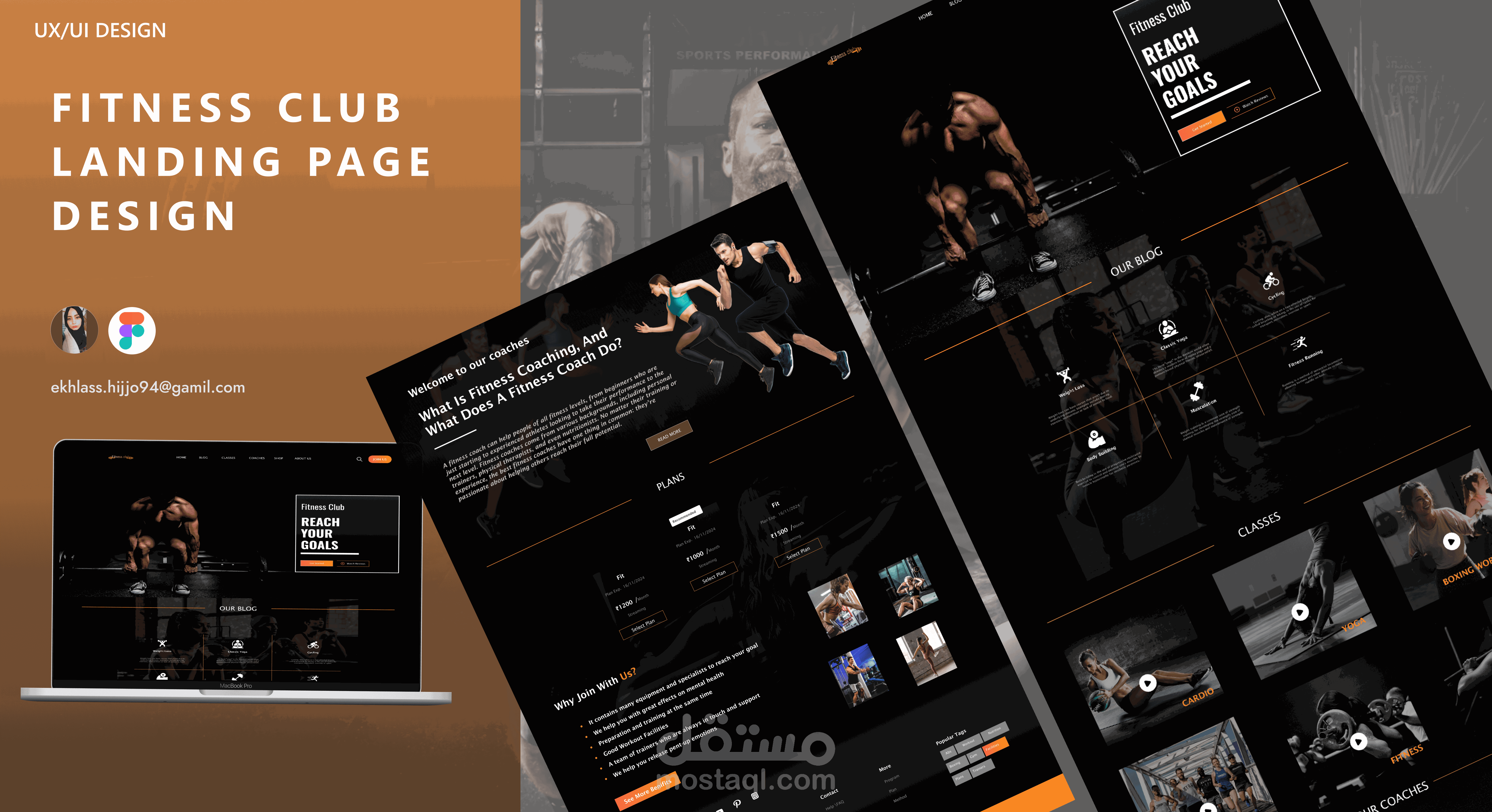 Fitness club landing page design