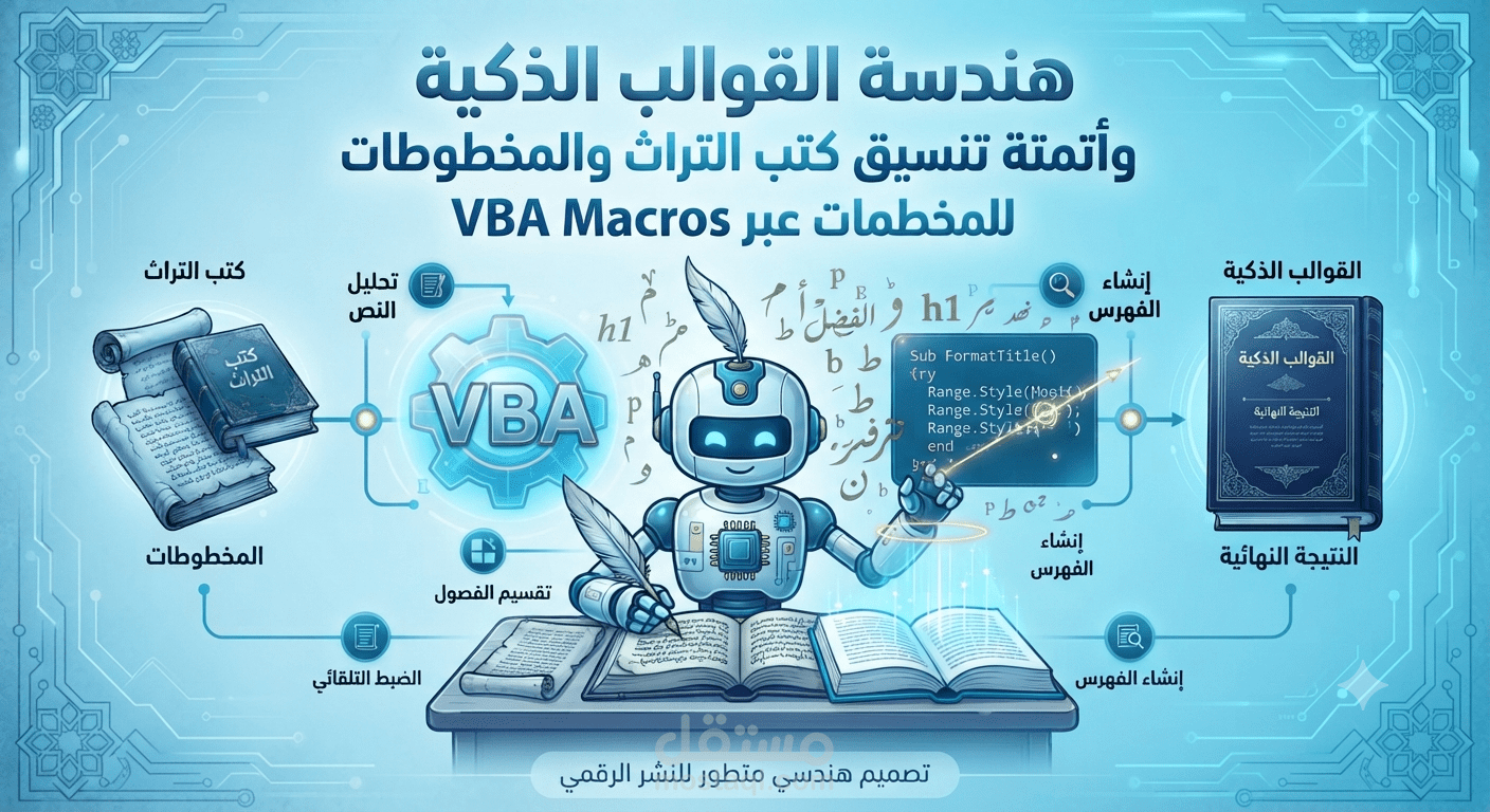 تطوير هندسة القوالب الذكية وأتمتة تنسيق كتب التراث والمخطوطات عبر (VBA Macros)