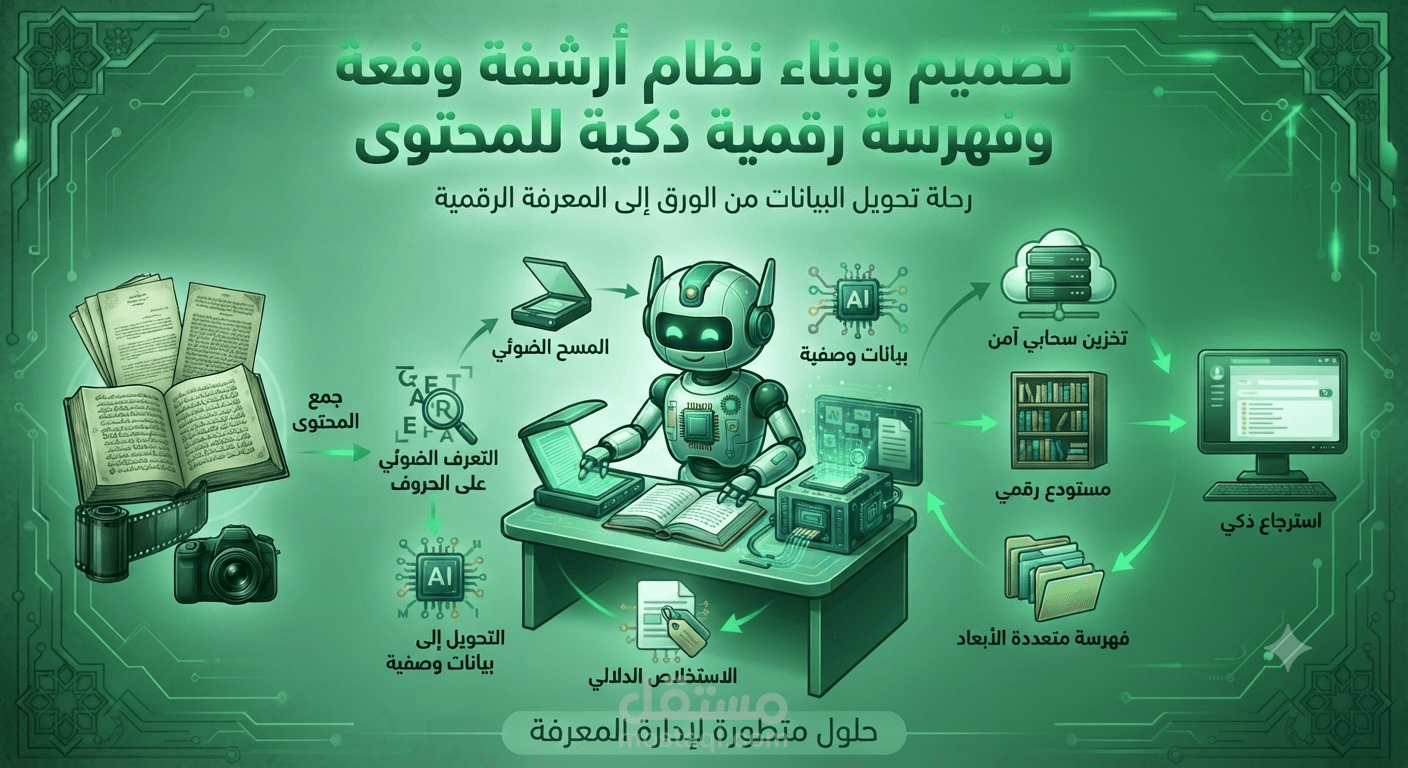 تصميم وبناء نظام أرشفة وفهرسة رقمية ذكية للمحتوى.