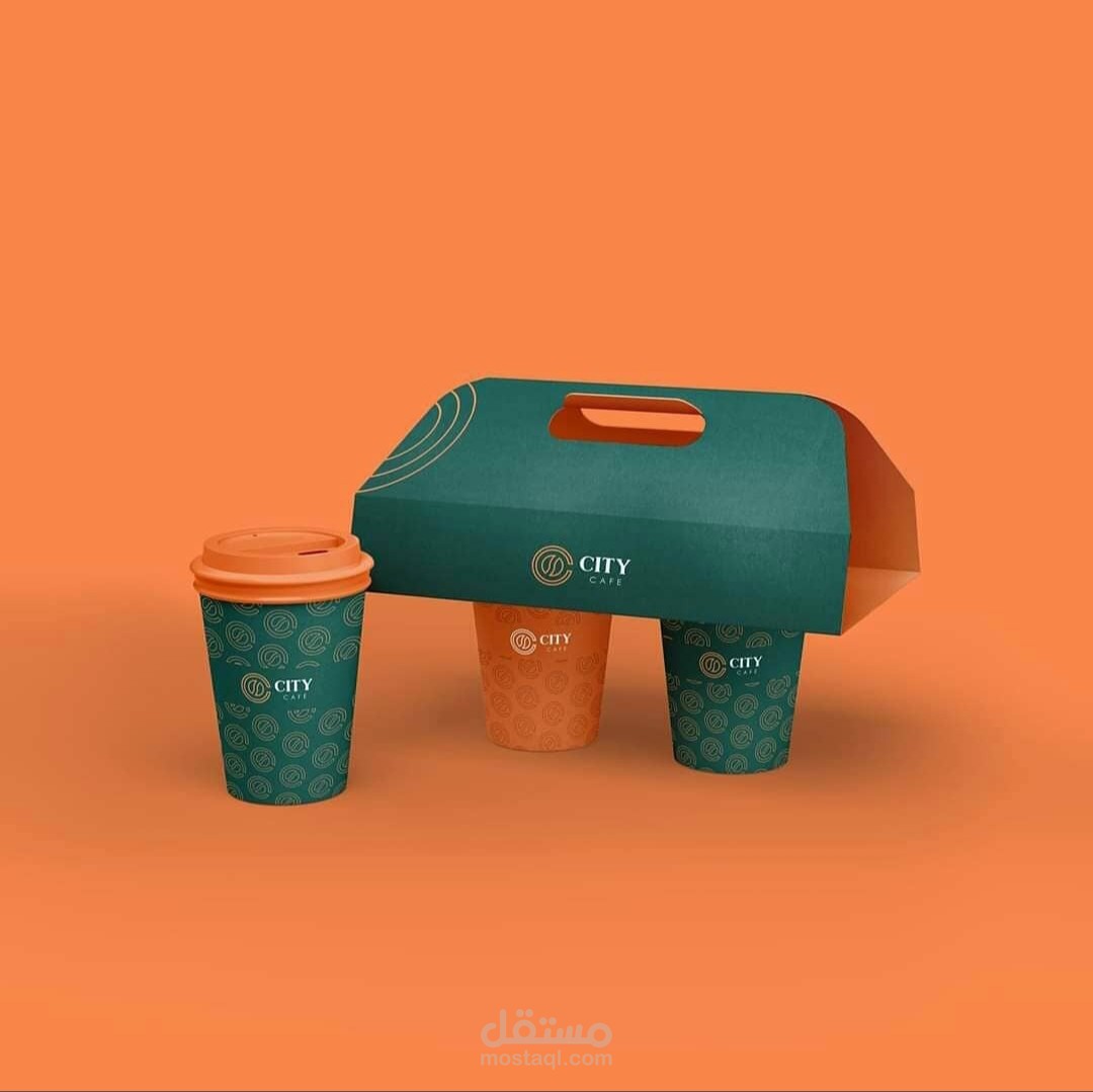 تصميم شعار علبة قهوة وحافظة للطعام