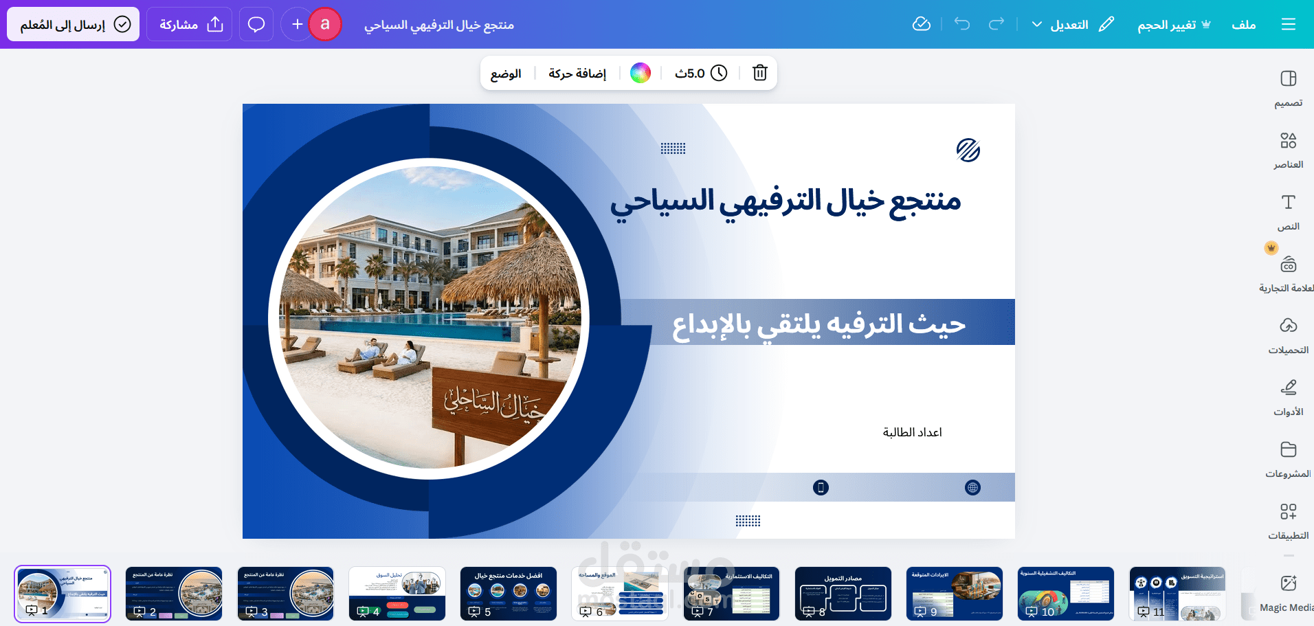 عمل مشروع خيالى عن منتجع خيال الترفيهي السياحي