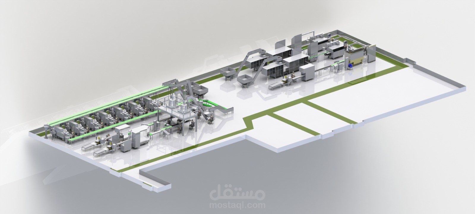 تصميم تخطيط هندسي للمصانع بهدف تعزيز كفاءة الإنتاج وضمان بيئة عمل آمنة ومنظمة.