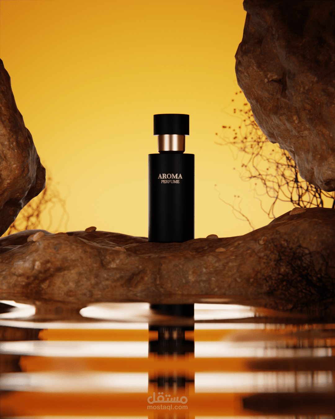 رُقيّ العطر - تصميم ثلاثي الأبعاد لزجاجة عطر فاخرة