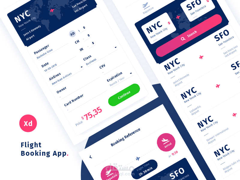 Flight Booking App | With Adobe XD