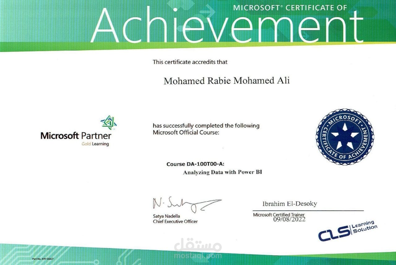 Certified Power Bi Data analyst
