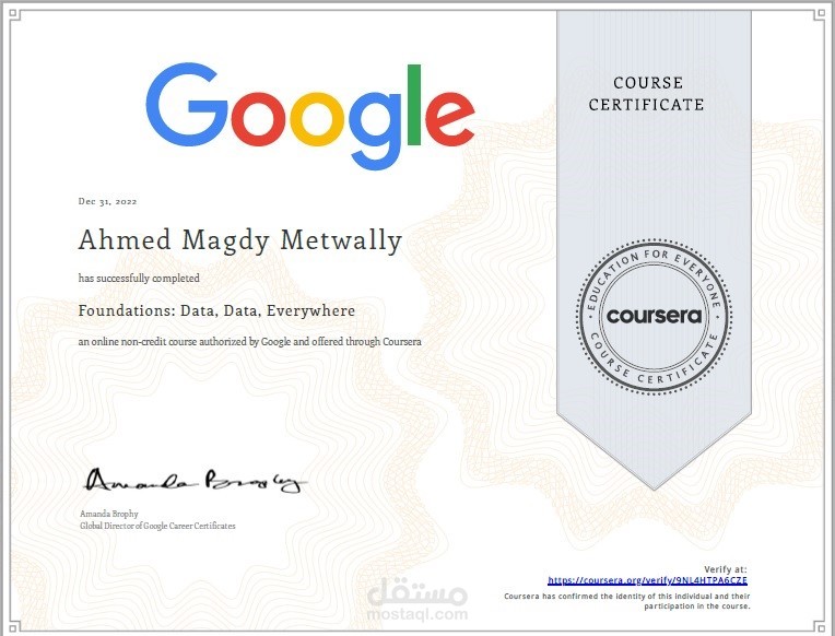 Google Certificate , Foundations : data , data evreyware