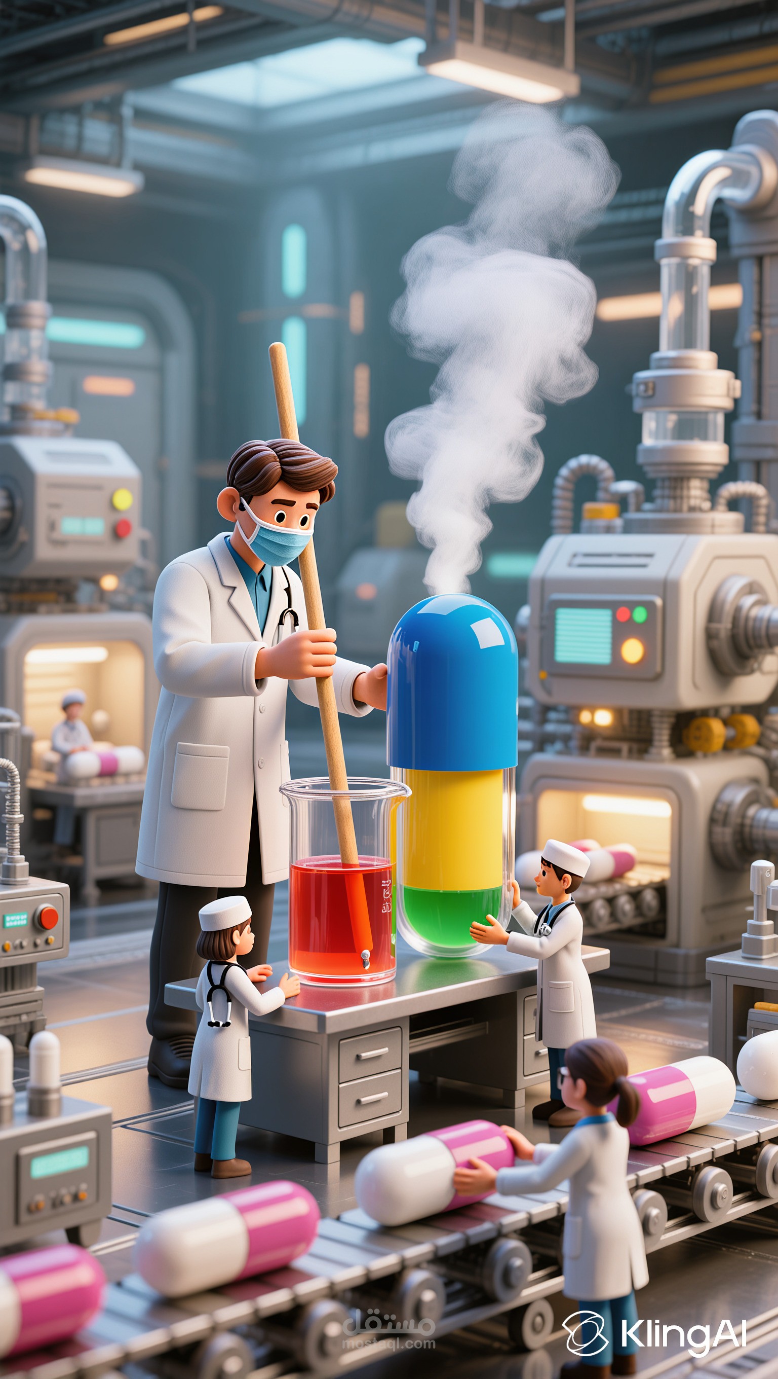 اعلان لمصنع دواء باستخدام mini characters