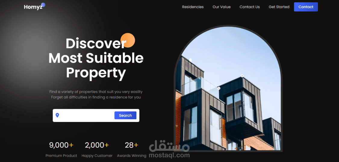 تصميم وبرمجة موقع عقارات باستخدام React js, HTML, CSS, JS, Bootstrap