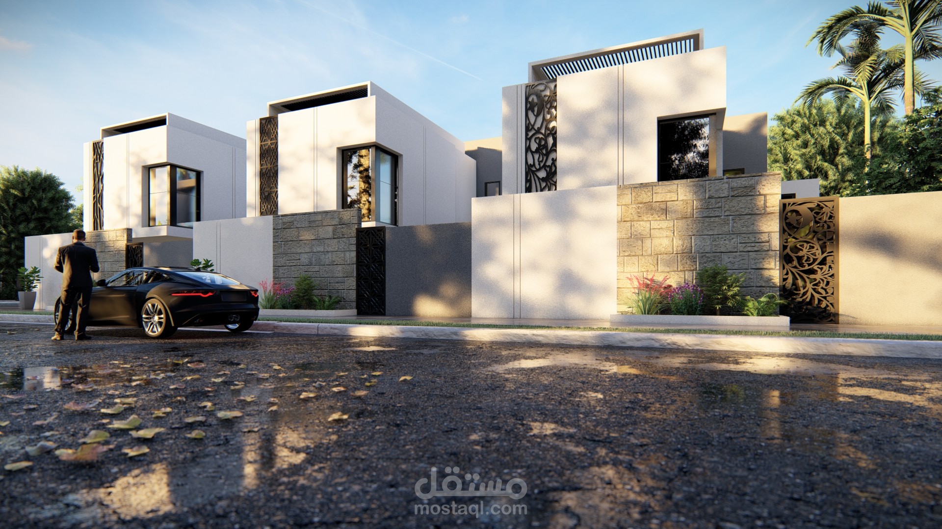 تصميم مجمع سكني صغير (٣ فلل)