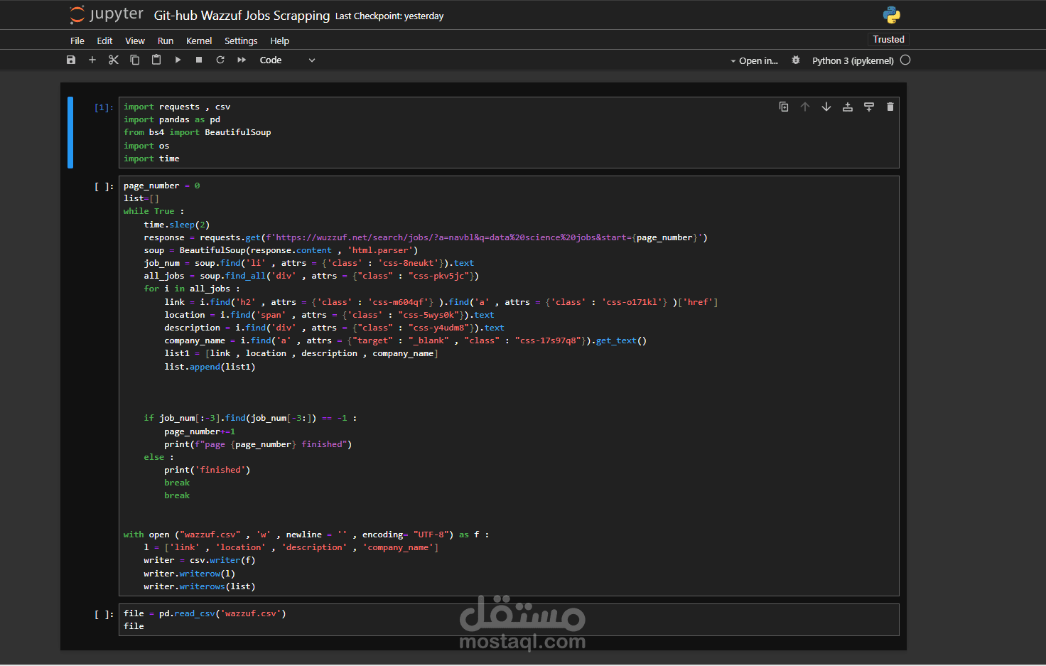 scraping data code