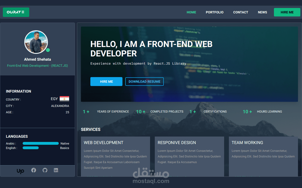 Developer portfolio landing page