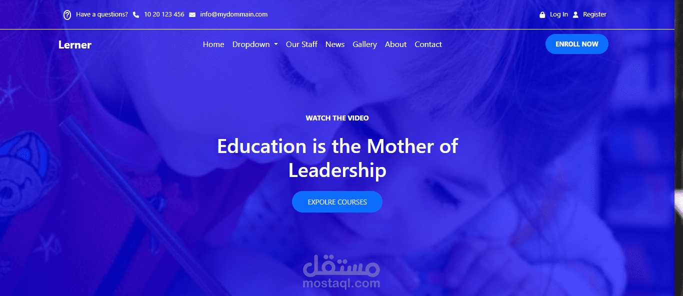 موقع تعريفي لمنصة تعليمية