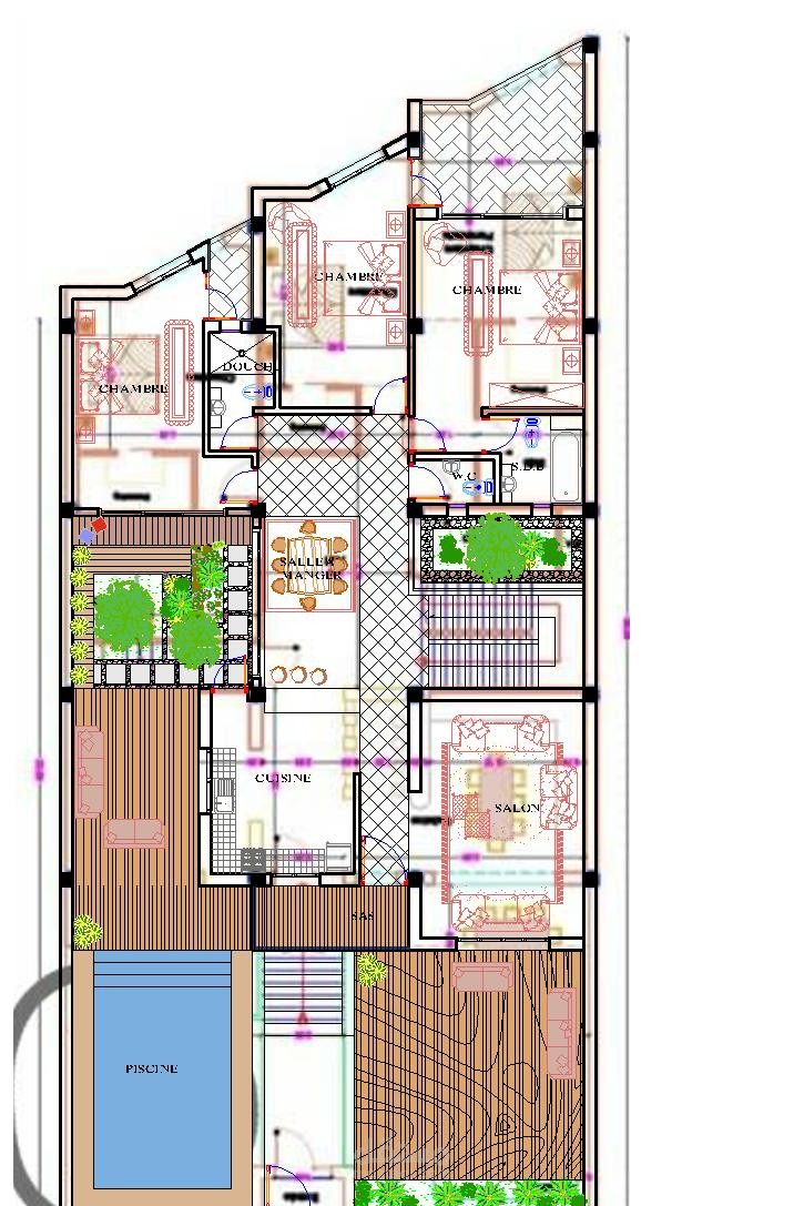اعادة تصميم منزل بواجهتين +حديقة و مسبح